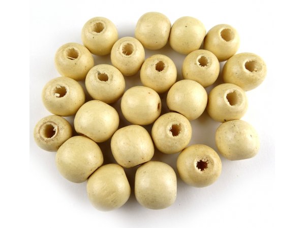 Korale drewniane 14mm NATURALNE 100g koraliki lakierowane z dużą dziurką paciorki makrama