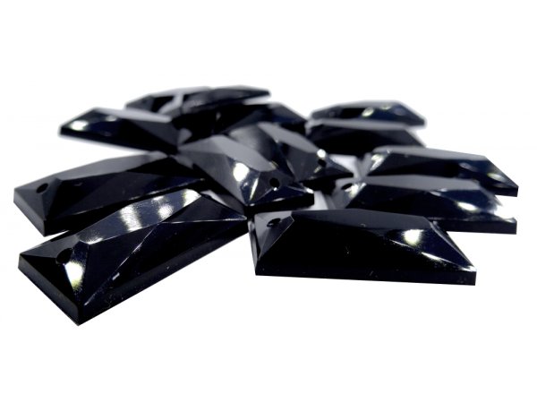 Prostokąt 12x25mm kamienie akrylowe 1-CZARNE cena za DETAL 1sztuka do przyszycia pasmanteria internetowa warszawa