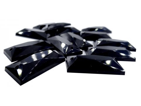 Prostokąt 12x25mm kamienie akrylowe 1-CZARNE cena za DETAL 1sztuka do przyszycia pasmanteria internetowa warszawa