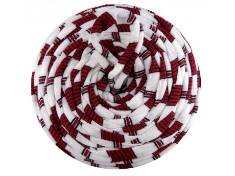 Spaghetti cotton BORDO BIAŁE PASKI cena za 1 sztukę około 120m włóczka z recyklingu t-shirt nici bawełna sklep warszaw