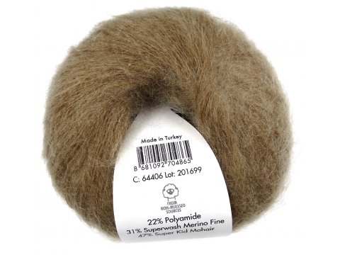 SUPER KID MOHAIR włóczka Gazzal 6 KARMEL CIEMNY SPŁOWIAŁY cena za 25g 237m moher na szale estońskie hurtownia włóczek Warszawa