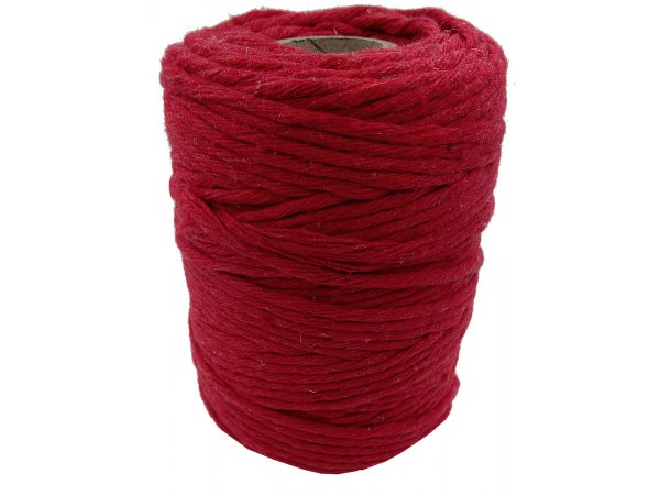 Sznurek bawełniany 3mm RECYKLING CZERWONY 1PLY 100m  skręcany sklep ze sznurkami Warszawa