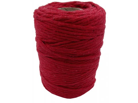 Sznurek bawełniany 3mm RECYKLING CZERWONY 1PLY 100m  skręcany sklep ze sznurkami Warszawa
