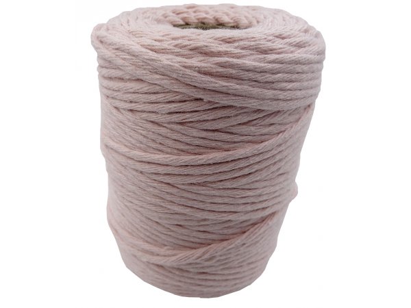 Sznurek bawełniany 3mm RECYKLING RÓŻ PASTELOWY JASNY 1PLY 100m  skręcany sklep ze sznurkami Warszawa