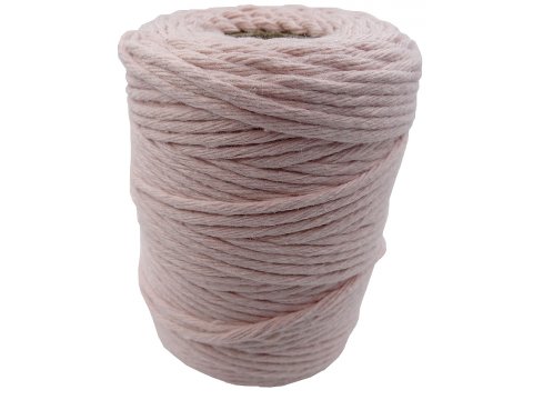 Sznurek bawełniany 3mm RECYKLING RÓŻ PASTELOWY JASNY 1PLY 100m  skręcany sklep ze sznurkami Warszawa