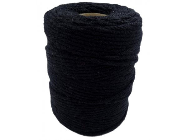 Sznurek bawełniany 3mm RECYKLING CZARNY 1PLY 100m  skręcany sklep ze sznurkami Warszawa