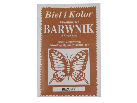 BEŻOWY barwnik do farbowania tkanin cena za 1 saszetkę BIEL I KOLOR farba do ubrań