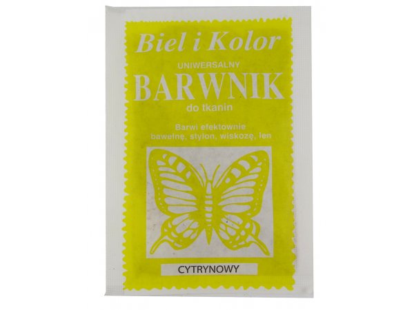 CYTRYNOWY barwnik do farbowania tkanin cena za 1 saszetkę BIEL I KOLOR farba do ubrań