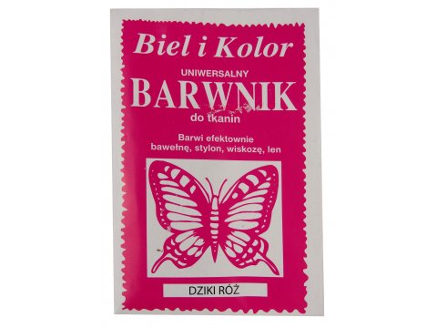 DZIKI RÓŻ barwnik do farbowania tkanin cena za 1 saszetkę BIEL I KOLOR farba do ubrań