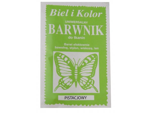 PISTACJOWY barwnik do farbowania tkanin cena za 1 saszetkę BIEL I KOLOR farba do ubrań