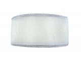 38mm wstążka organza ze srebrnym brzegiem 27,4m BIAŁA  szyfonowa najtaniej od producenta OUTLET ostatnie rolki