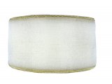 38mm wstążka organza ze złotym brzegiem 27,4m BIAŁA szyfonowa najtaniej od producenta OUTLET ostatnie sztuki