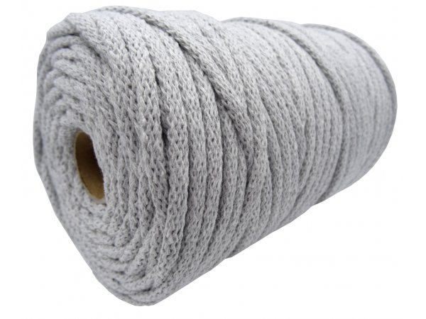 Sznurek 5mm dziany 100% bawełniany 6-LIGHT GREY 100m z rdzeniem bawełnianym BY GOLD-POL hurtownia sznurków Warsz