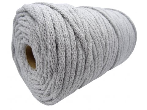 Sznurek 5mm dziany 100% bawełniany 6-LIGHT GREY 100m z rdzeniem bawełnianym BY GOLD-POL hurtownia sznurków Warsz
