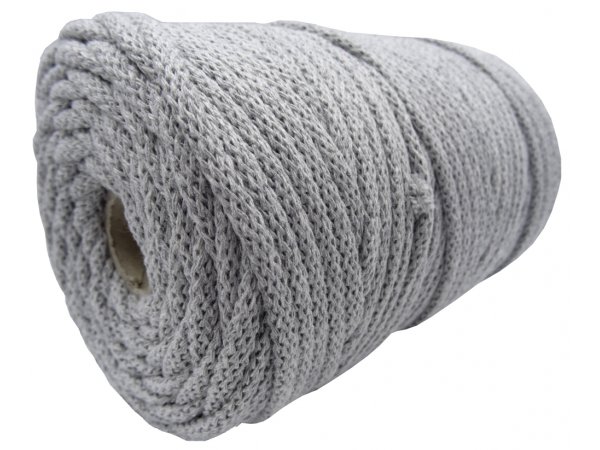 Sznurek 5mm dziany 100% bawełniany 7-MEDIUM GREY 100m z rdzeniem bawełnianym BY GOLD-POL hurtownia sznurków Wars
