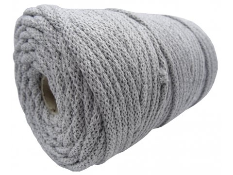 Sznurek 5mm dziany 100% bawełniany 7-MEDIUM GREY 100m z rdzeniem bawełnianym BY GOLD-POL hurtownia sznurków Wars