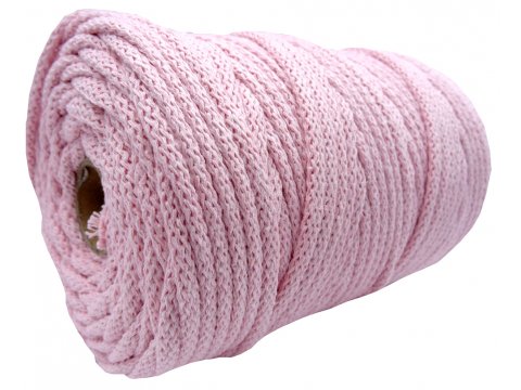 Sznurek 5mm dziany 100% bawełniany 39-BABY PINK 100m z rdzeniem bawełnianym BY GOLD-POL hurtownia sznurków War