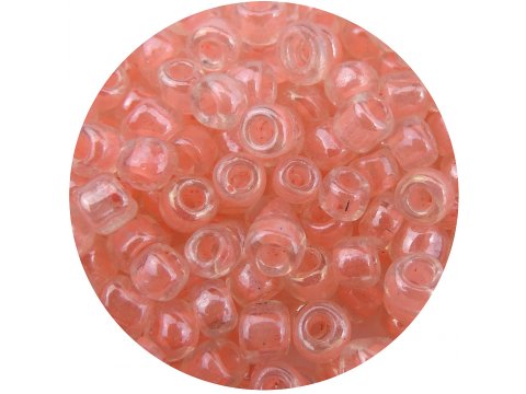 Koraliki szklane 4mm kulki drobne 18175 PRZEZROCZYSTE Z ŁOSOSIOWYM ŚRODKIEM cena za 100g hurtownia