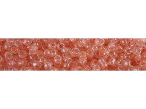 Koraliki szklane 4mm kulki drobne 18175 PRZEZROCZYSTE Z ŁOSOSIOWYM ŚRODKIEM cena za 100g hurtownia
