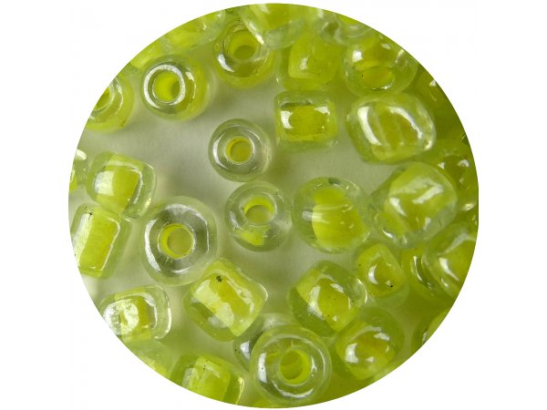 Koraliki szklane 4mm kulki drobne 18176 PRZEZROCZYSTE Z LIMONKOWYM ŚRODKIEM cena za 100g hurtownia