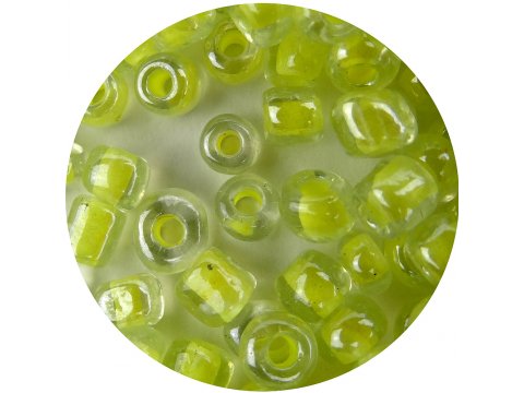 Koraliki szklane 4mm kulki drobne 18176 PRZEZROCZYSTE Z LIMONKOWYM ŚRODKIEM cena za 100g hurtownia