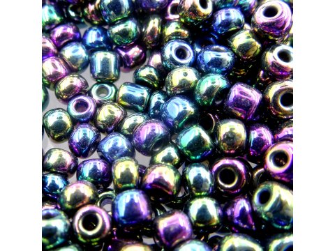Koraliki szklane 4mm kulki drobne 18165 MIX BENZYNA FIOLET ZIELONY cena za 100g hurtownia korali
