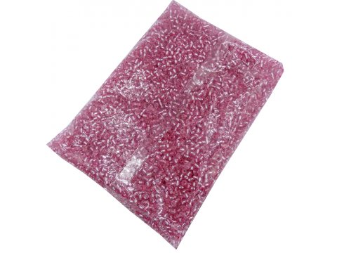 Koraliki szklane 4mm kulki drobne 18366 PASTELOWY RÓŻ PRZEZROCZYSTE ZE SREBRNYM ŚRODKIEM cena za 100g hurtownia korali