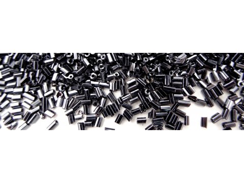Koraliki szklane 2-3mm SIECZKA słomka drobna 18128 HEMATYT cena za 100g korale rurka cięta hurtownia koral
