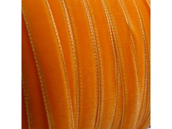 9mm cena za 1m tasiemka aksamitka 391 POMARAŃCZOWY ORANGE  francuska welur welwet velvet hurtownia aksamitek