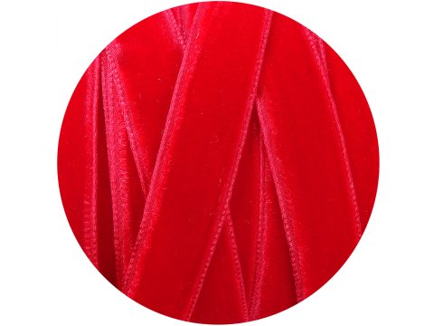 16mm cena za 1m tasiemka aksamitka 204 CZERWONA francuska welur welwet velvet hurtownia aksamitek