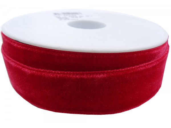23mm cena za 1m tasiemka aksamitka 204 CZERWONA francuska welur welwet velvet hurtownia aksamitek