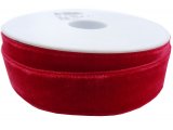 23mm cena za 1m tasiemka aksamitka 204 CZERWONA francuska welur welwet velvet hurtownia aksamitek
