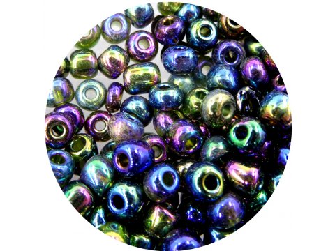 Koraliki szklane 4mm kulki drobne 18167 MIX BENZYNA ZIELONY cena za 500g HURT hurtownia korali