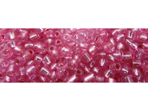 Koraliki szklane 4mm kulki drobne 18370 RÓŻ KORAL PRZEZROCZYSTE ZE SREBRNYM ŚRODKIEM cena za 500g HURT hurtownia kor