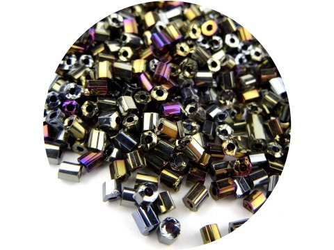 Koraliki szklane 2-3mm SIECZKA słomka drobna 18123 MIX SZARA BENZYNA cena za 500g HURT korale rurka cięta hurtownia korali