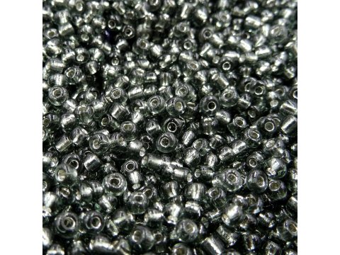 Koraliki szklane 2mm kulki drobne 18033 SZARE PRZEZROCZYSTE ZE SREBRNYM ŚRODKIEM 500g HURT do naszycia do sukienki