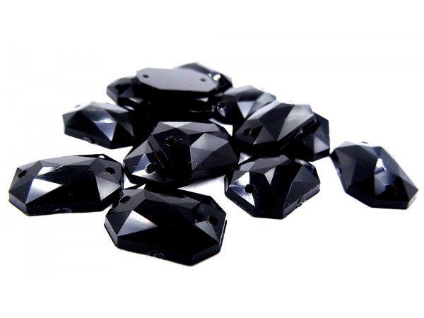 Prostokąt 10x14mm kamienie akrylowe 1 CZARNY 144 sztuk do przyszycia i przyklejania pasmanteria internetowa z koralami