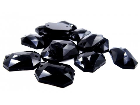 Prostokąt 10x14mm kamienie akrylowe 1 CZARNY 144 sztuk do przyszycia i przyklejania pasmanteria internetowa z koralami