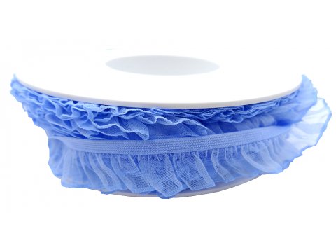 Gumofalbanka 18mm 1,8cm jednostronna BŁĘKITNA 821613218 czeska Pega cena za 1m gumka na podwiązkę z falbanką na podwiązki