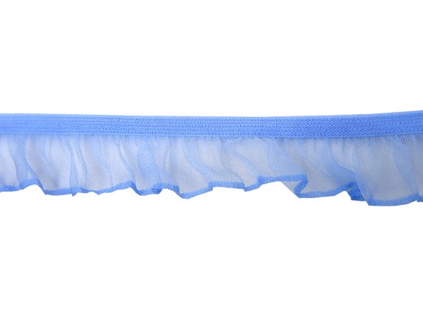 Gumofalbanka 18mm 1,8cm jednostronna BŁĘKITNA 821613218 czeska Pega cena za 1m gumka na podwiązkę z falbanką na podwiązki