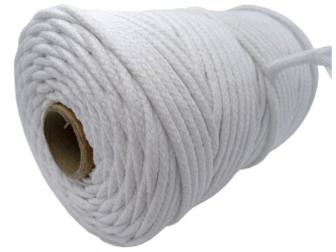 Sznurek 5mm BY GOLD-POL cena za 100m kolor BIAŁY knot pleciony bawełniany do świec zniczy knoty sklep warszawa