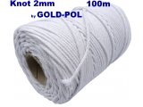 Sznurek 2mm BY GOLD-POL cena za 100m kolor BIAŁY /WYBIELANY knot pleciony bawełniany do świec zniczy knoty sklep warszawa