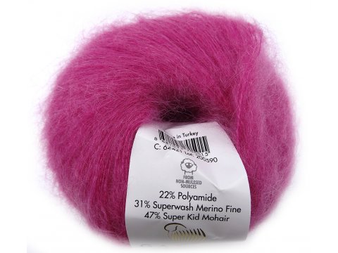 SUPER KID MOHAIR włóczka Gazzal 21 RÓŻ CIEMNY cena za 25g 237m moher na szale estońskie sklep z tanimi włóczkami Warszawa
