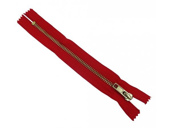 Suwaki 18cm metalowy  5mm CZERWONY/ZŁOTY cena za 1 szt zamek do spodni torebek kieszeni