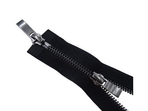 KOMBI dwusuwadłowe 60cm metalowe 5mm CZARNY/CZARNY NIKIEL rozdzielcze 1szt zamek suwak do kurtki z dwoma maszynkami suwadłami