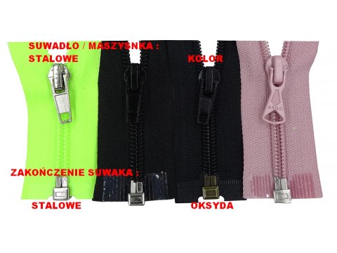 Suwak 85cm żyłka spirala rozdzielczy CZARNY cena za 1szt zamek błyskawiczny suwaki zamki w niskich cenach