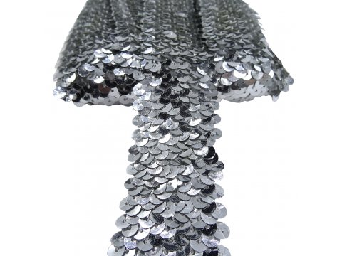 Cekiny na gumie 40mm 4cm SREBRNE cena za1m płaskie okrągłe gumka taśma elastyczna z cekinami hurtownia cekinów