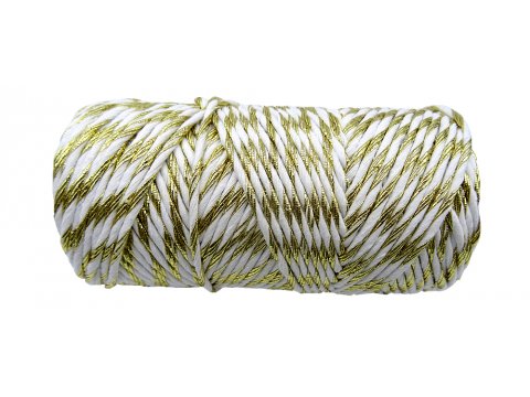 Sznurek 1,5mm bawełniany ozdobny MIX BIAŁY /ZŁOTY 50m 1PLY BY GOLD-POL świąteczny do rozczesywania makramy hurtownia sznur