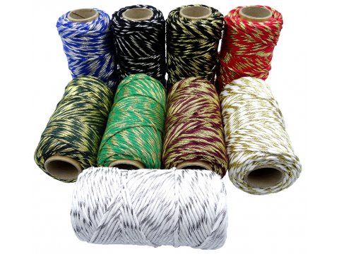 Sznurek 1,5mm bawełniany ozdobny MIX BUTELKA/ZŁOTY 50m 1PLY BY GOLD-POL świąteczny do rozczesywania makramy hurtownia sznur