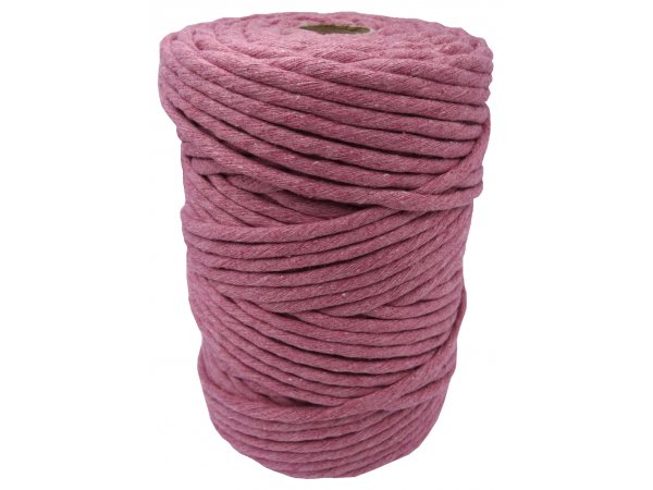 Sznurek 5mm 36 OLD PINK RÓŻ INDYJSKI 1PLY bawełniany 100m  do makramy rozczesywania liści makrama